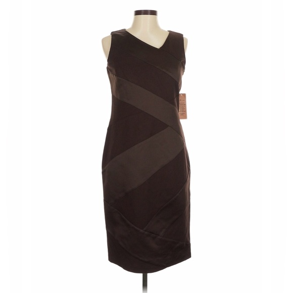 Nue by Shani Brown Asymmetric Sleeveless Midi Dress w/body shaper liner US12 NWT - Picture 3 of 12
